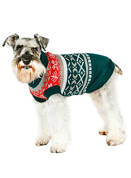 Urban Pup Green Fair Isle Vintage Stickad Hundtröja Grön