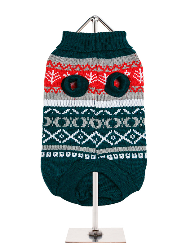 Urban Pup Green Fair Isle Vintage Stickad Hundtröja Grön - 3