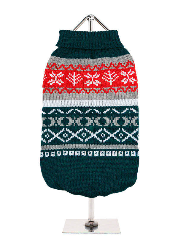 Urban Pup Green Fair Isle Vintage Stickad Hundtröja Grön