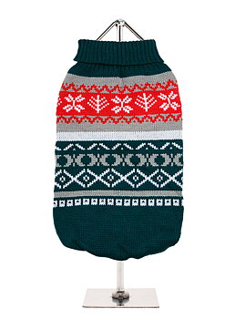 Urban Pup Green Fair Isle Vintage Stickad Hundtröja Grön