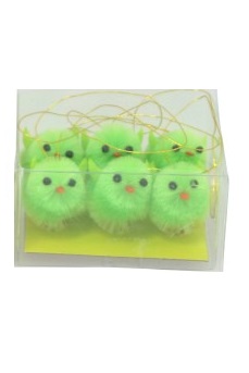 Chick with hanger - 6-pack - Green - 3 cm