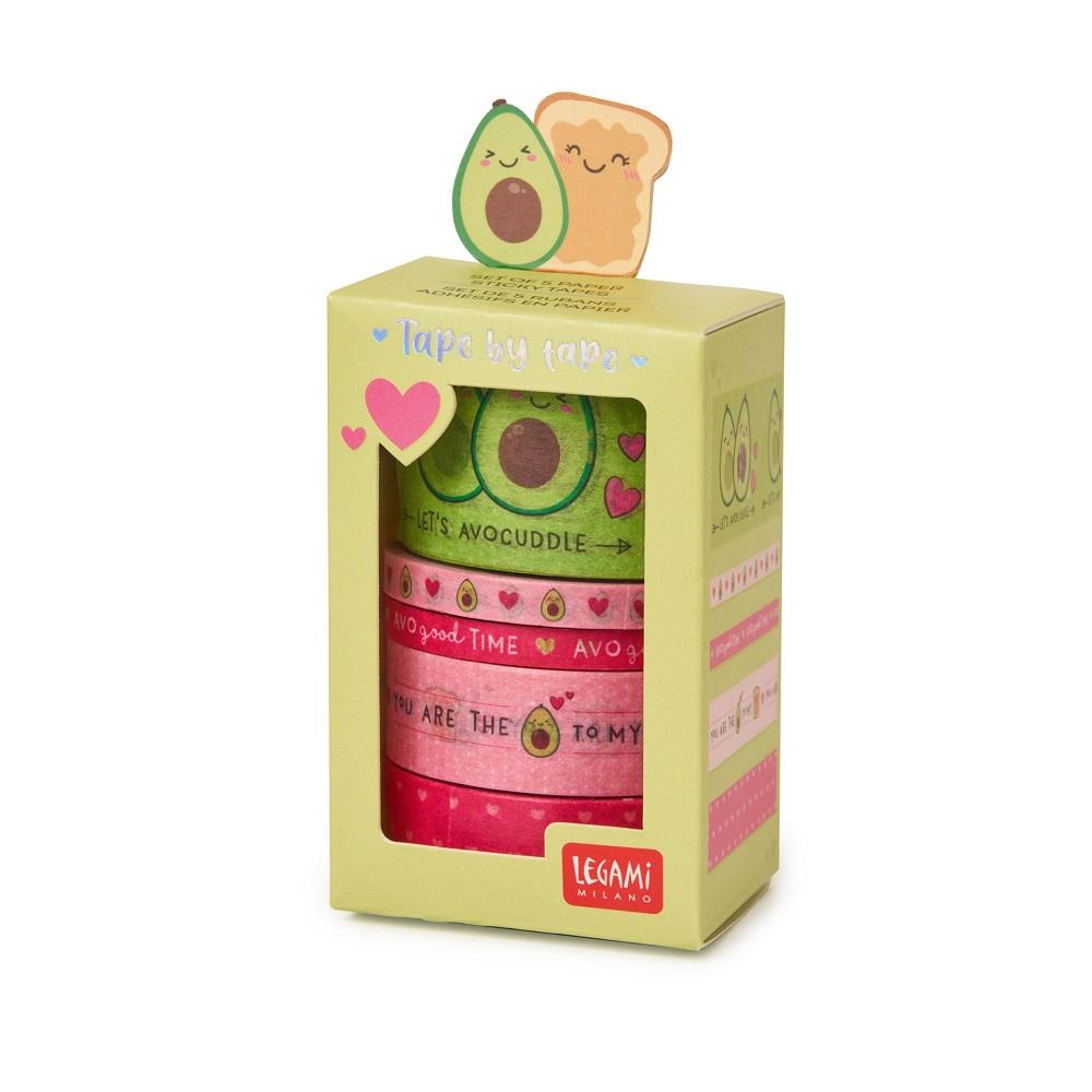 Tape by Tape, Avocado, 5 färgglada papperstejprullar 