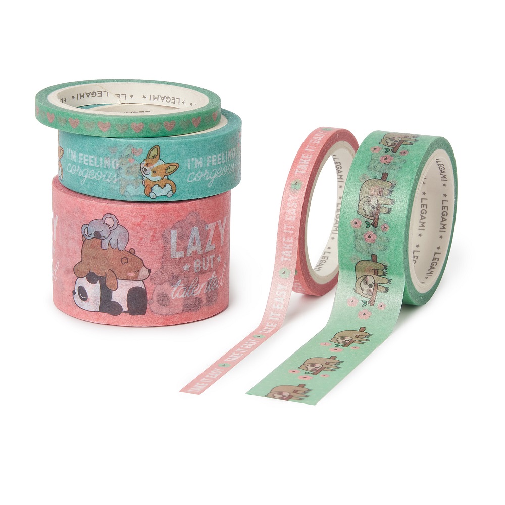 Tape by Tape, Cute Animals, 5 farverige papirtaperuller - 3
