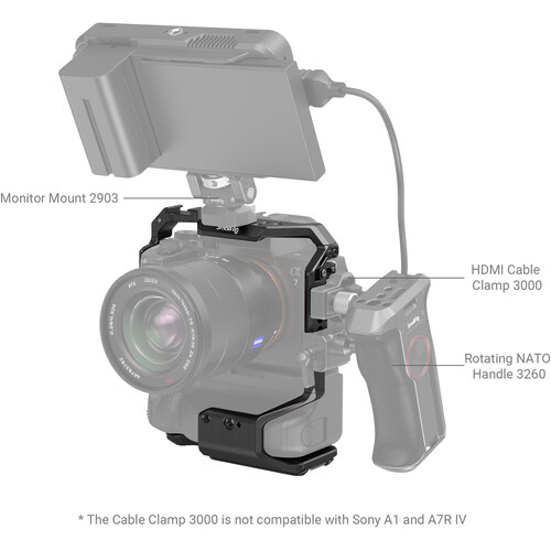 SmallRig 3594 Camera Cage for Sony Alpha 7S III/Alpha 7 IV/Alpha 7R IV/Alpha 1 with VG-C4EM Battery Grip - 7