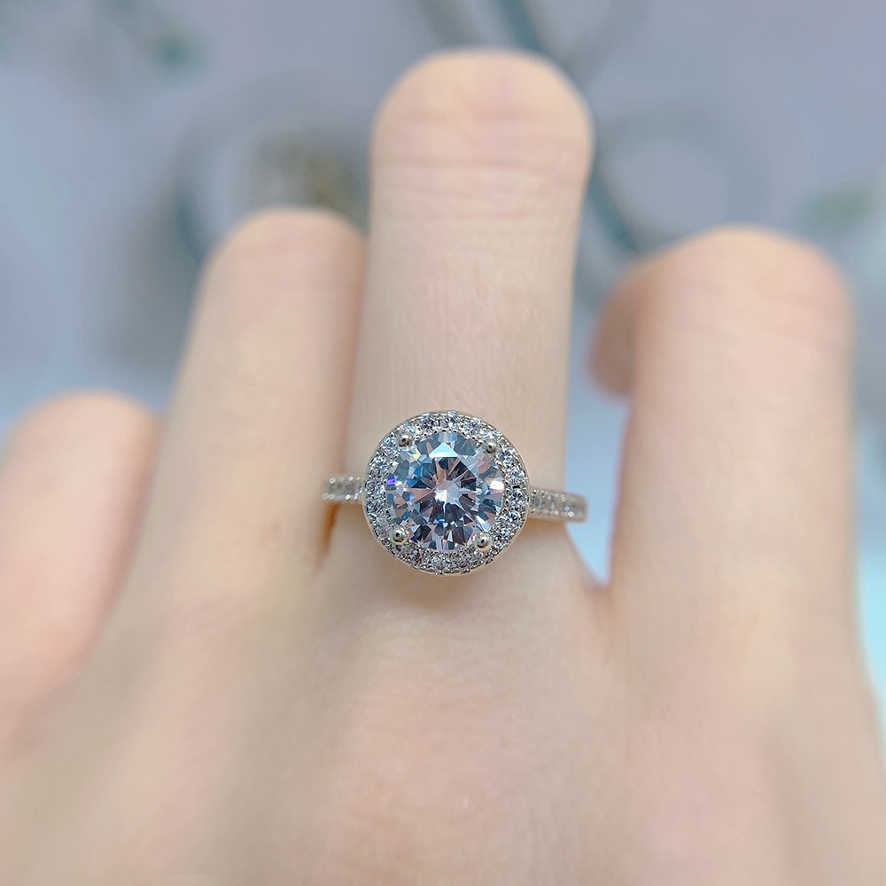 Ring med en stor Austrian Stellux Crystall och många små Cubic Zirconia samt i 925 Sterling Silverplätering - 2