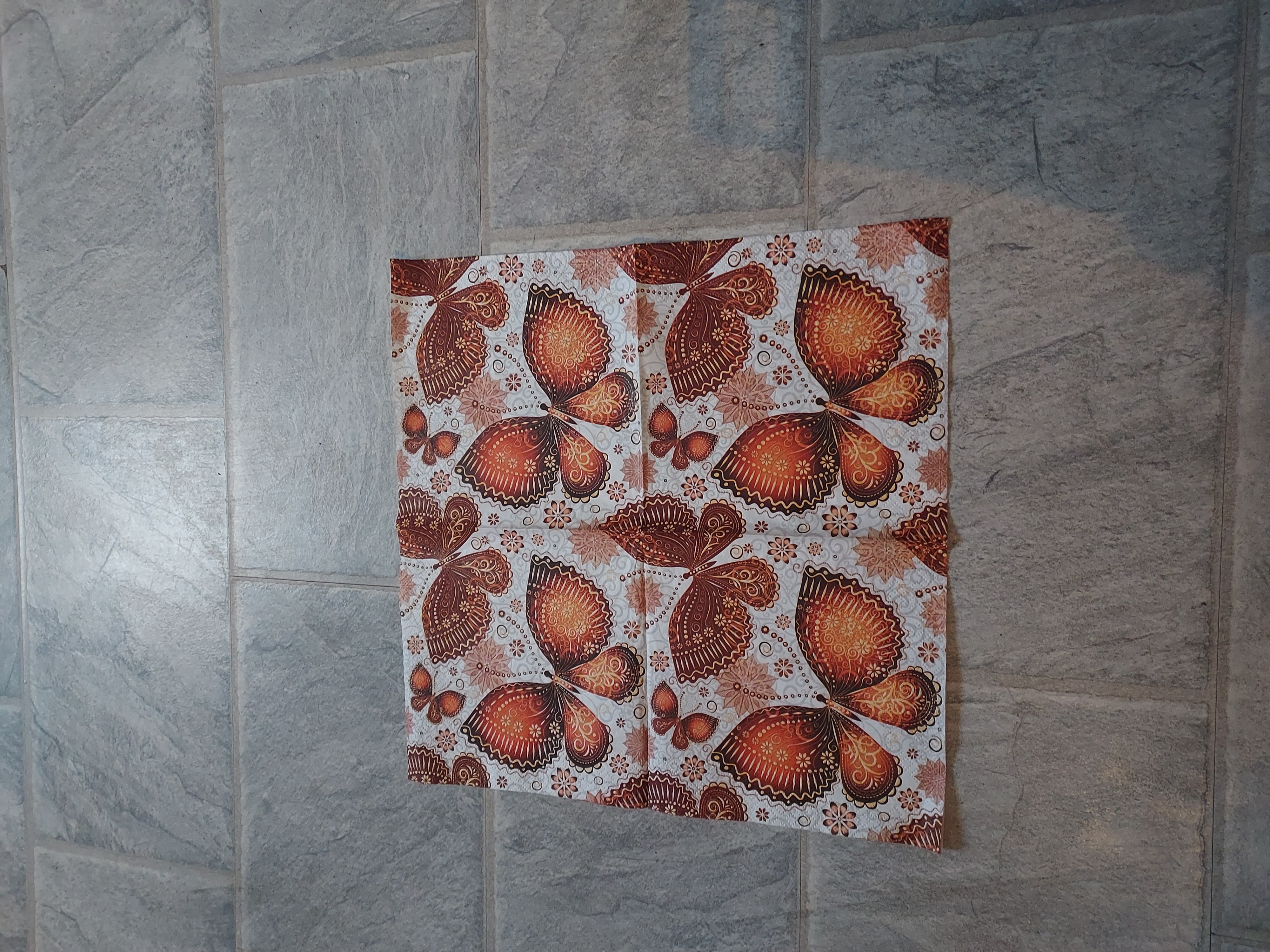 Servett, Fjäril orange, 33x33cm