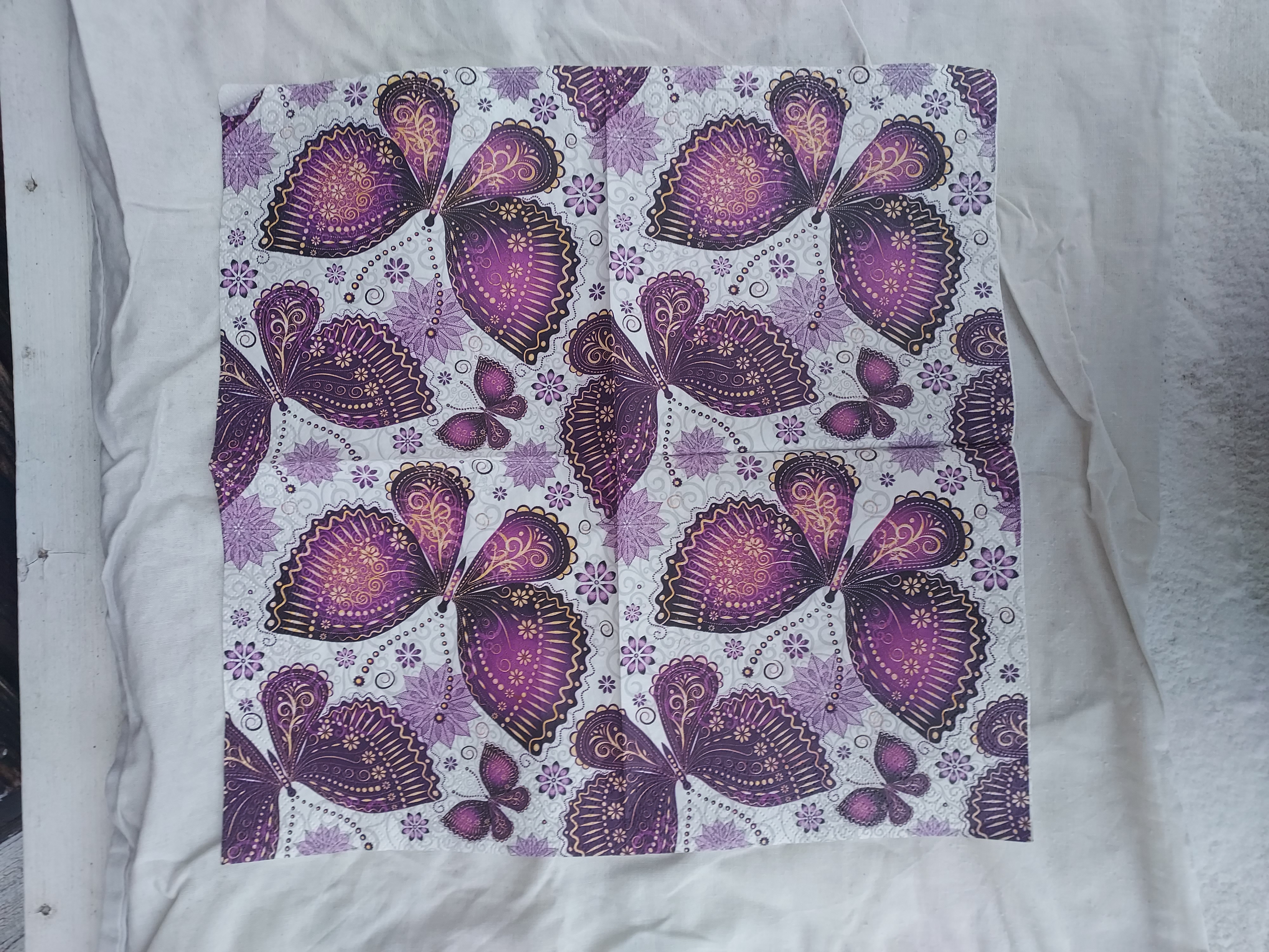 Servett, fjäril, lila, 33x33cm