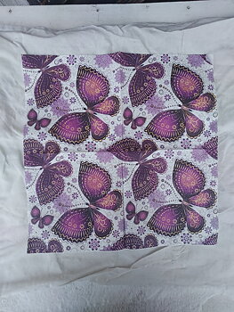 Servett, fjäril, lila, 33x33cm