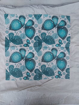 Servett, fjäril, turkos, 33x33cm