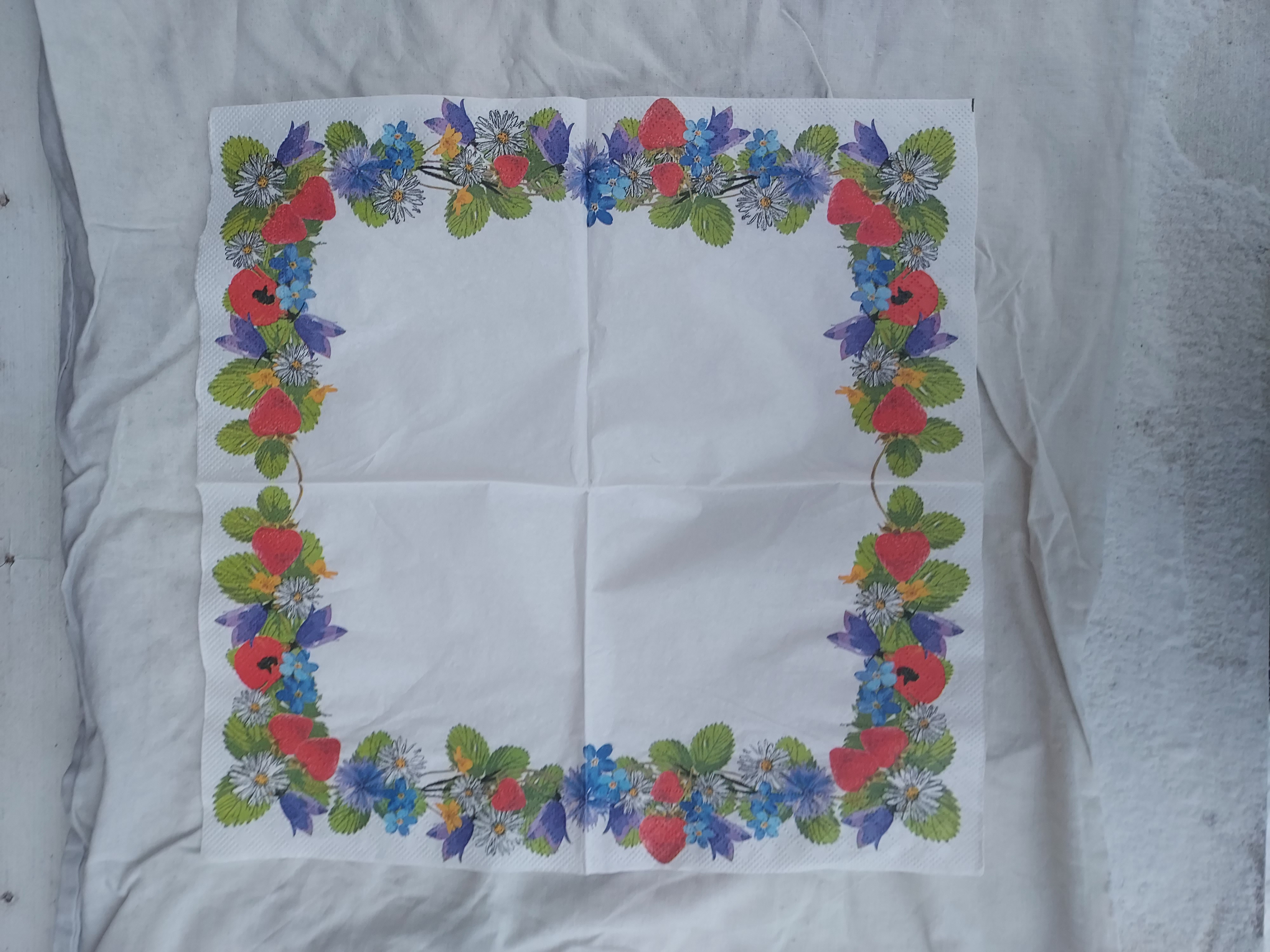 Servett med blommor, 33x33cm