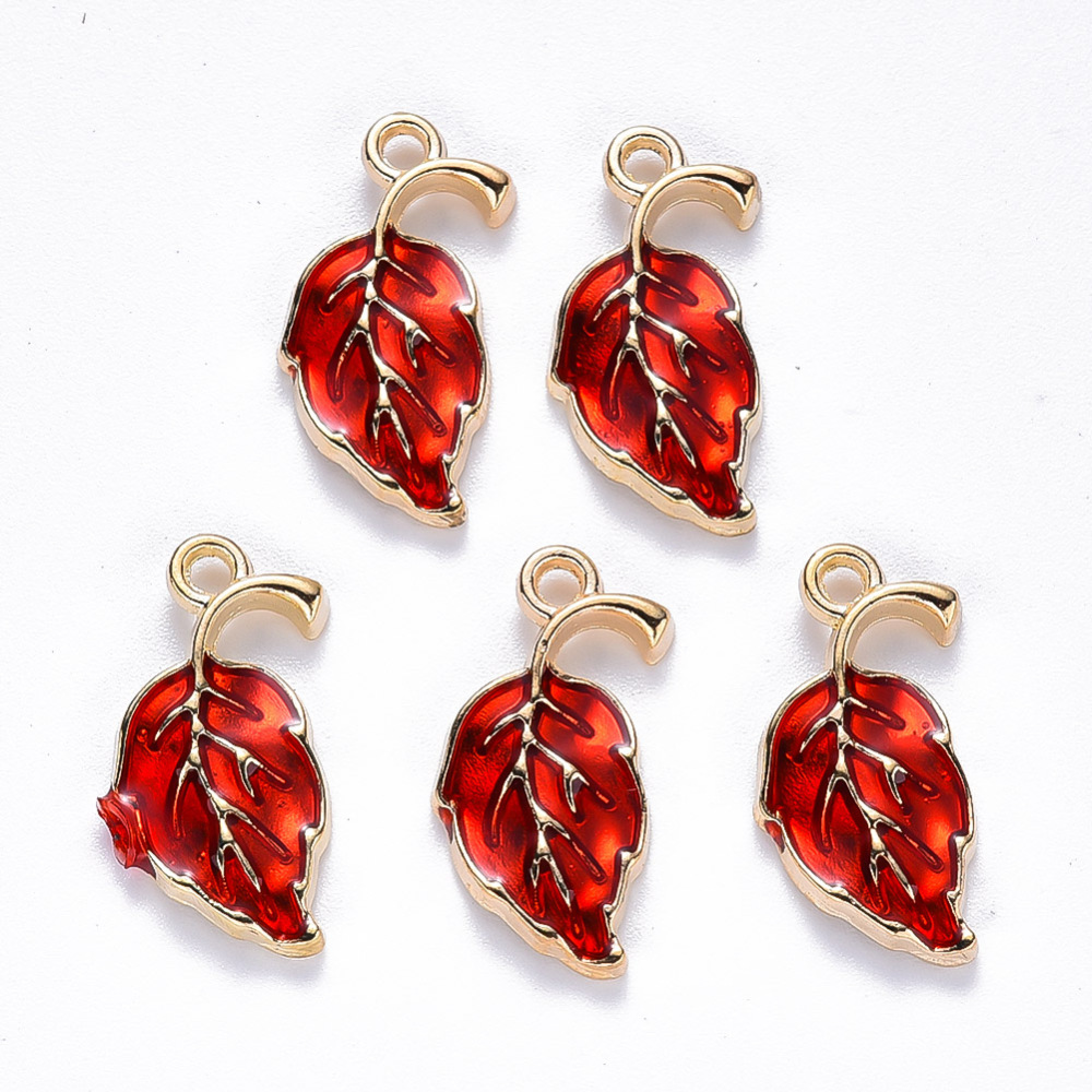 Charm leaf enamel  red - 2