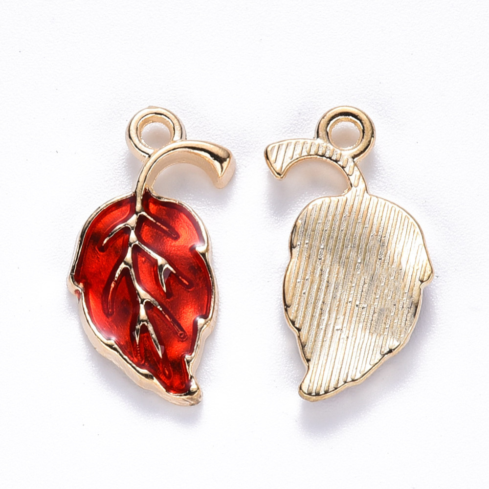 Charm leaf enamel  red