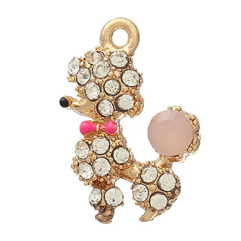 Charm  , enameld Dog poodle w rhinestones
