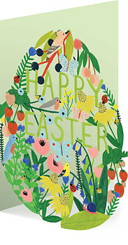 Happy Easter : Easter egg garden - Kort med utskuret motiv och kuvert