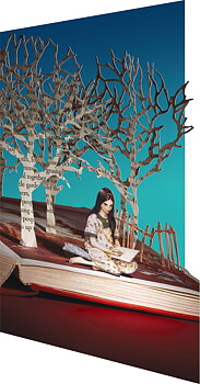 Su Blackwell : Reading in the woods Paper Sculpture - Kort med kuvert