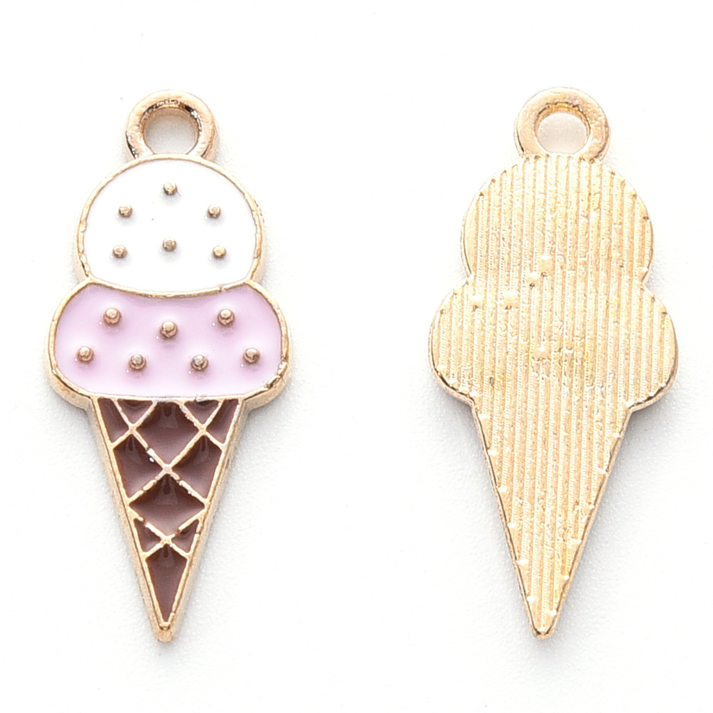 Charm  enameld  ice cream cone,  Pink