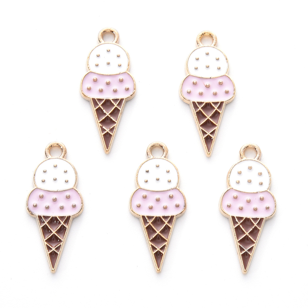 Charm  enameld  ice cream cone,  Pink - 2