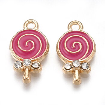 Charm  enameld  Candy Pink rhinestone