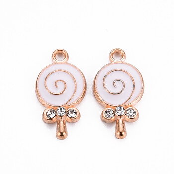 Charm  enameld  Candy  rhinestone, White