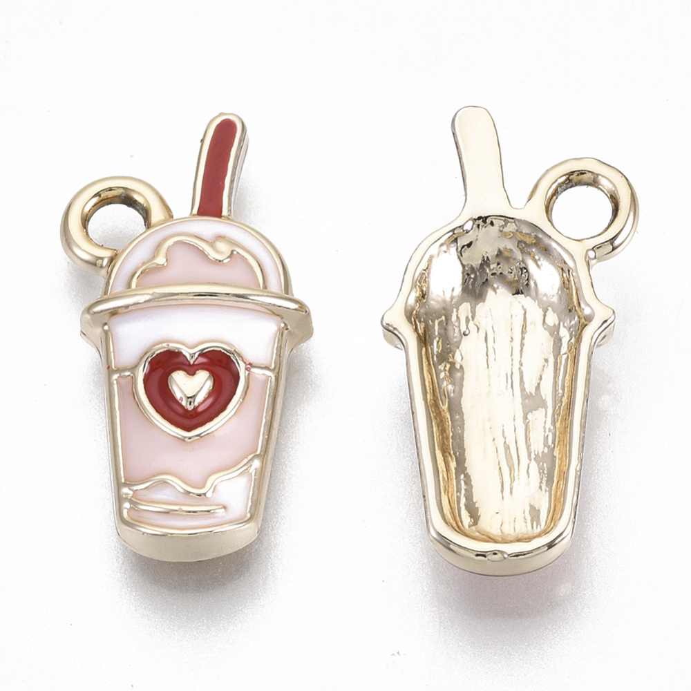 Charm  enameld  Milkskake pink