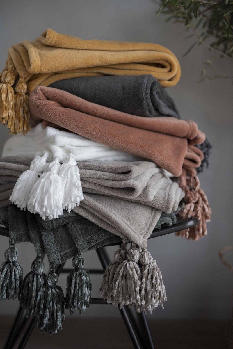 Throw - Blanket with tassels - Light grey - 130x150 cm - 5