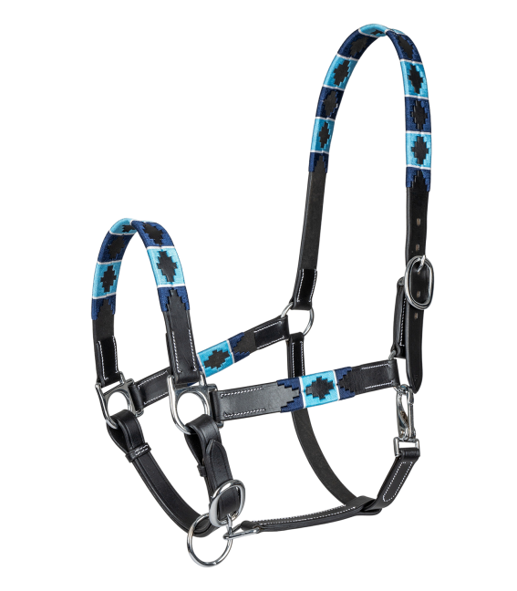 Waldhausen Lädergrimma Polo - Svart/Blå (Ponny)