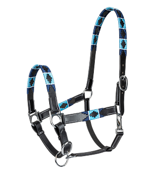 Waldhausen Leather Halter Polo - Black/Blue