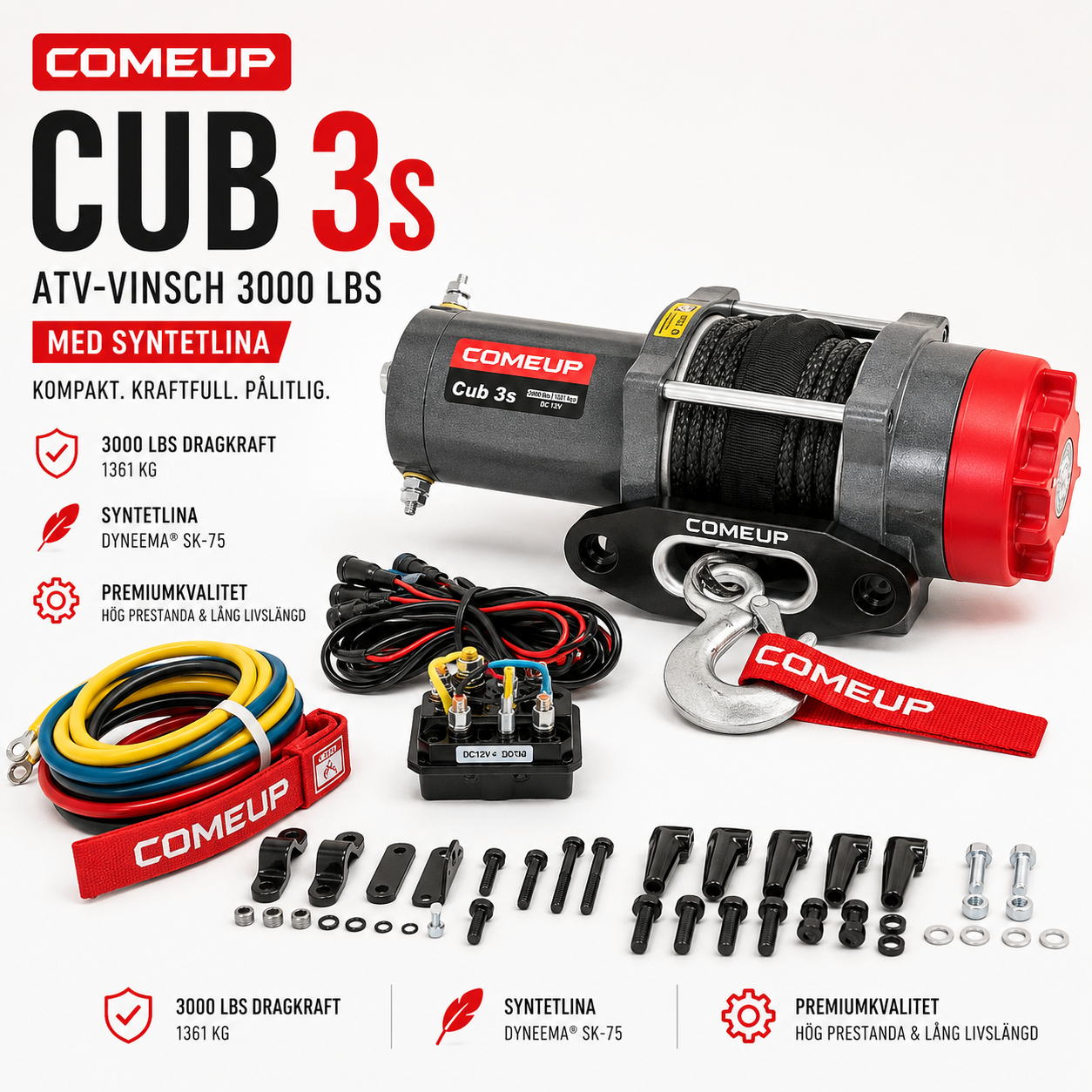 ComeUp Cub 3s ATV-vinsch 3000 lbs med syntetlina