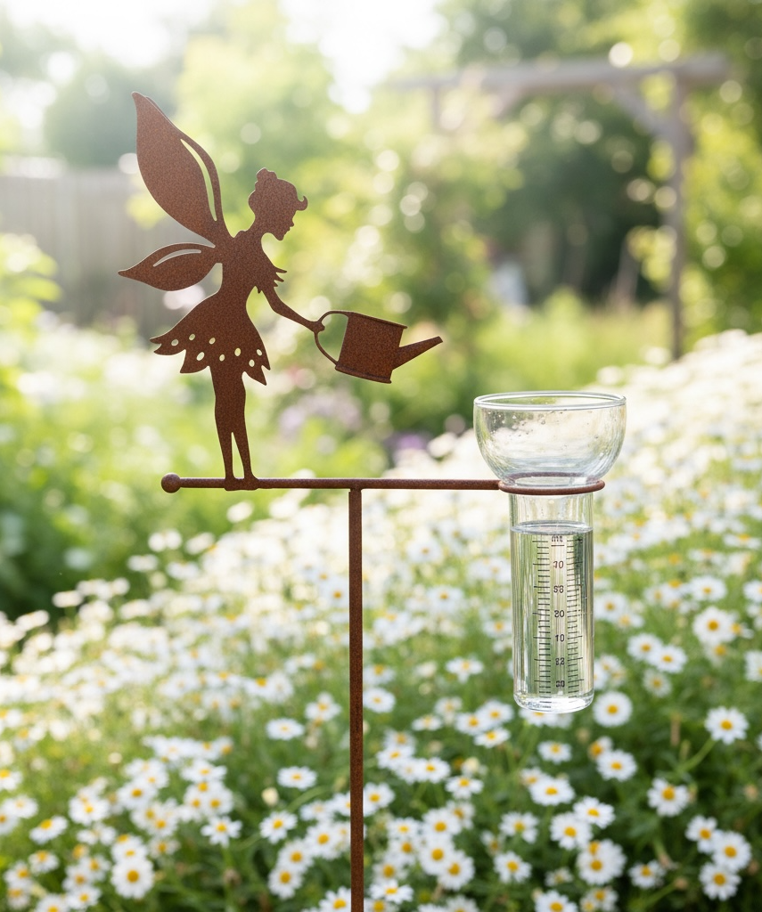 Rain gauge - Fairy with watering can - Rust - 123x27 cm - 2