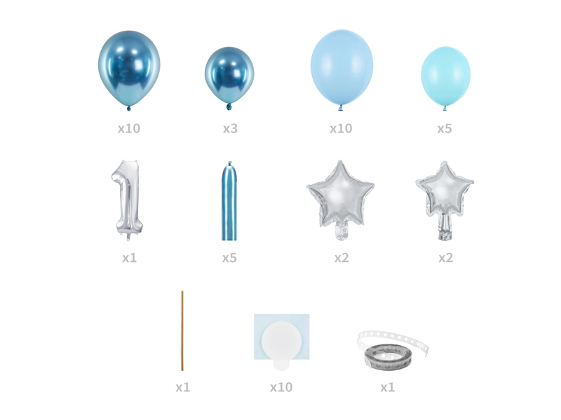 Ballongpaket | 1-årskalas | Blå och silver
