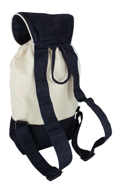Backpack - Anchor, cotton, cream/blue, 35x15x43cm - 2