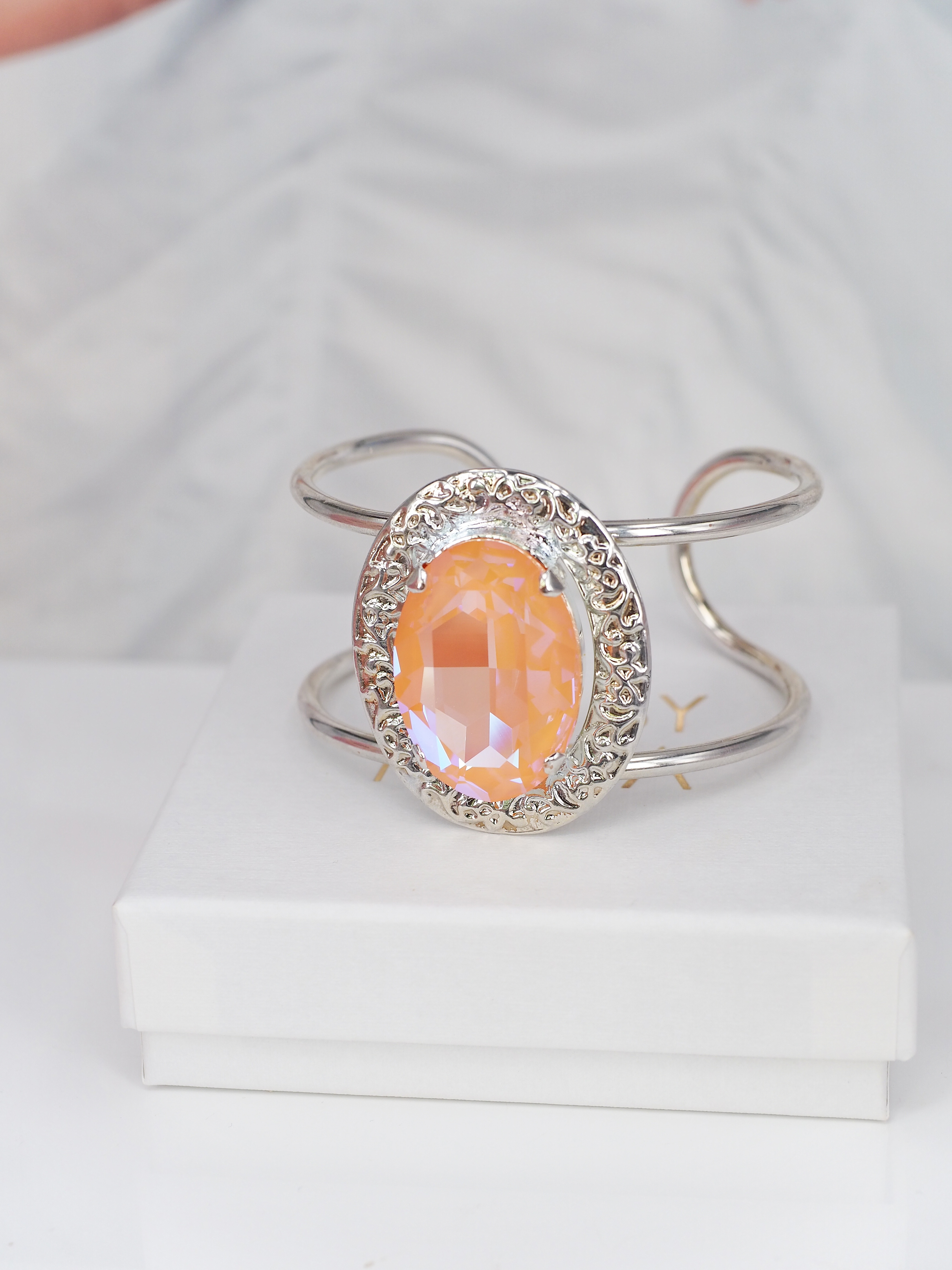 Armband Cuff Demi Peach Delite Silver