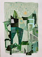 Akryl/ collage "Green castle" tavla orginal