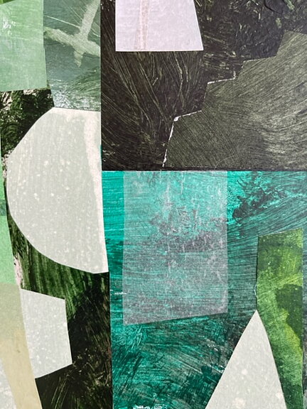 Akryl/ collage "Green castle" tavla orginal