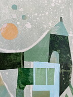 Akryl/ collage "Green castle" tavla orginal