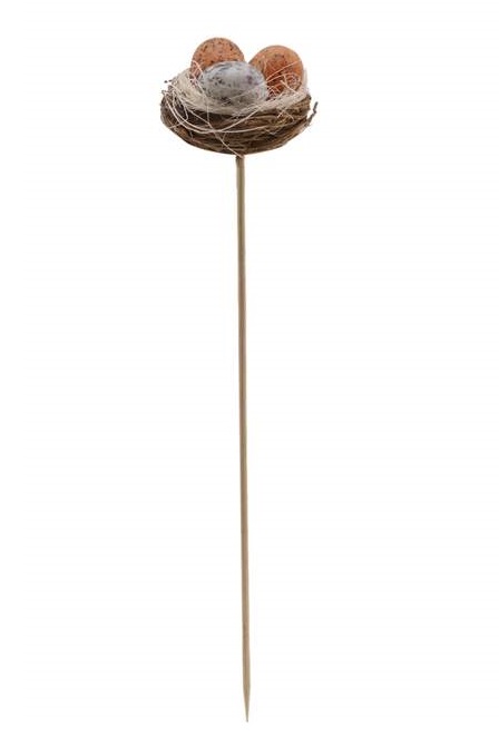 Bird's nest - Nest with 3 quail eggs - Stick - 20x5 cm - 2