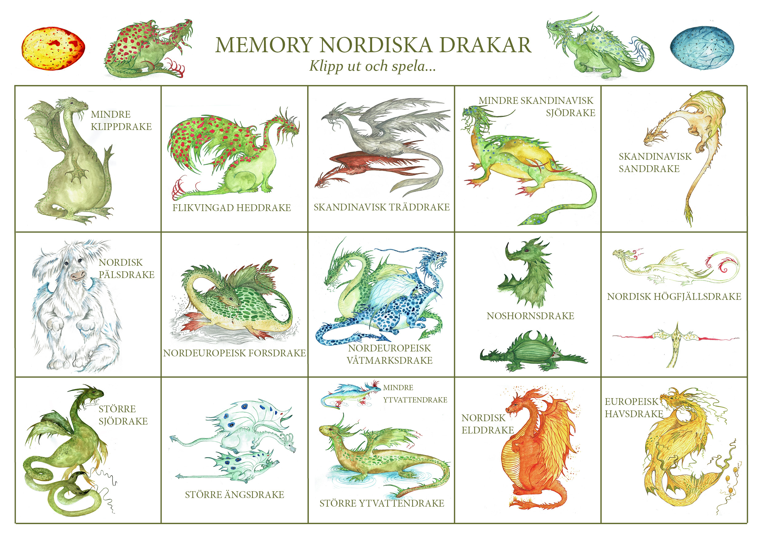 MEMORY "Drakar" Två kort ingår!