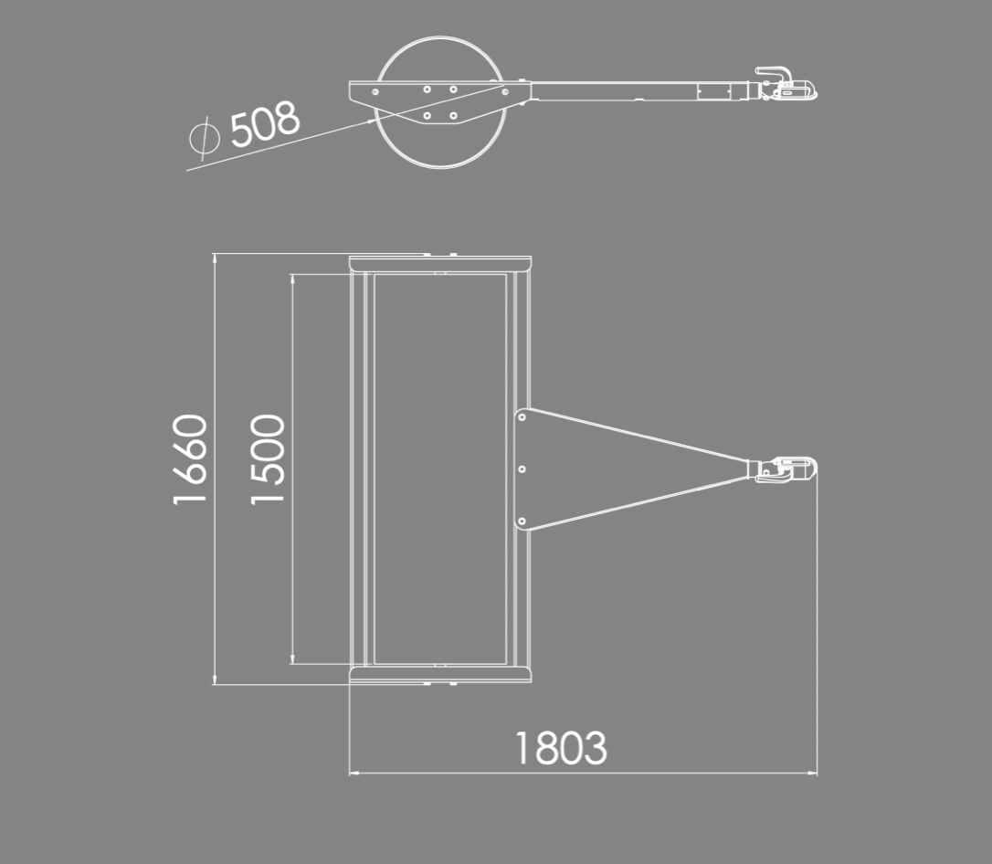 Teknisk ritning av ATV-vält CHAPMAN FR150 från Chapman Machinery