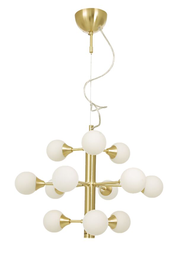 COSMOS taklampa 12 - arm, matt mässing/vit - Aneta Lighting