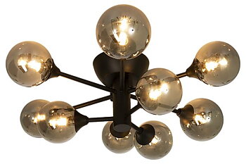 COSMOS plafond krokupph., svart/rök - Aneta Lighting