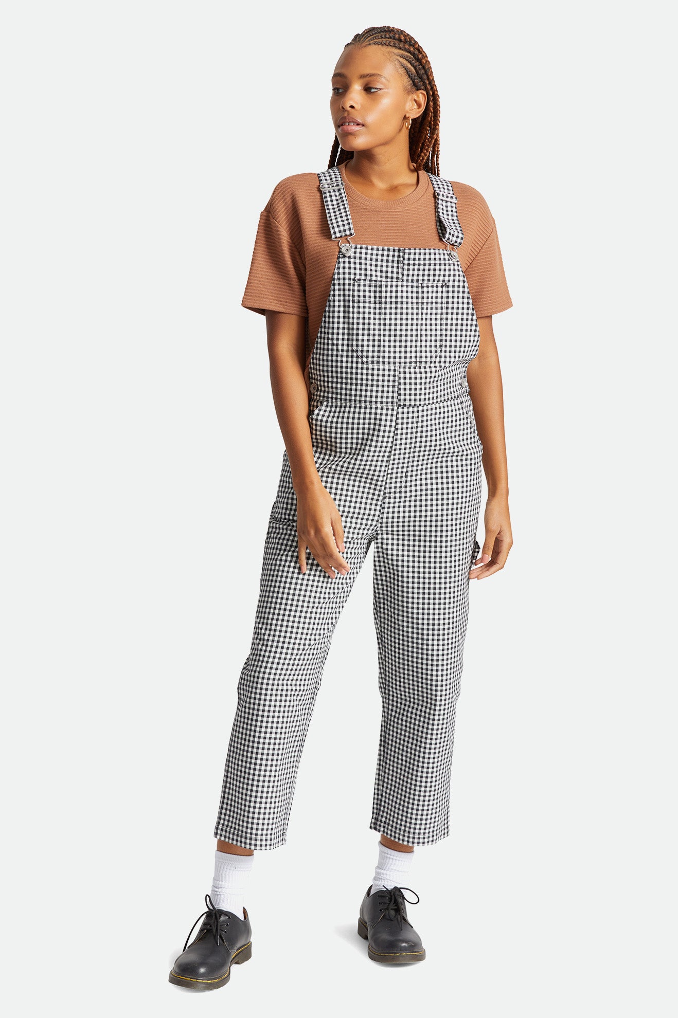Brixton Women Christina Crop Overall Black Gingham