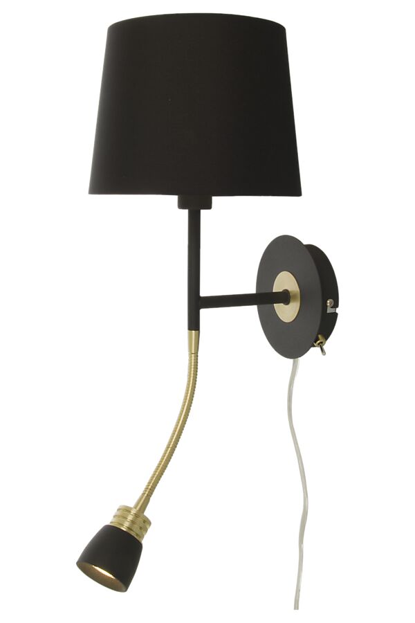 EKETORP vägglampa, svart/mässing - Aneta Lighting