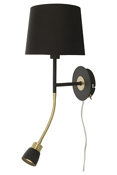 EKETORP vägglampa, svart/mässing - Aneta Lighting