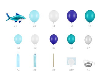 Ballonggirlang | Haj | Blå, silver och vit - 1