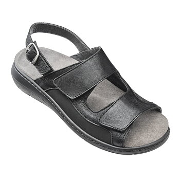 Damsandal Svart med elastiska sidor - ergoflex