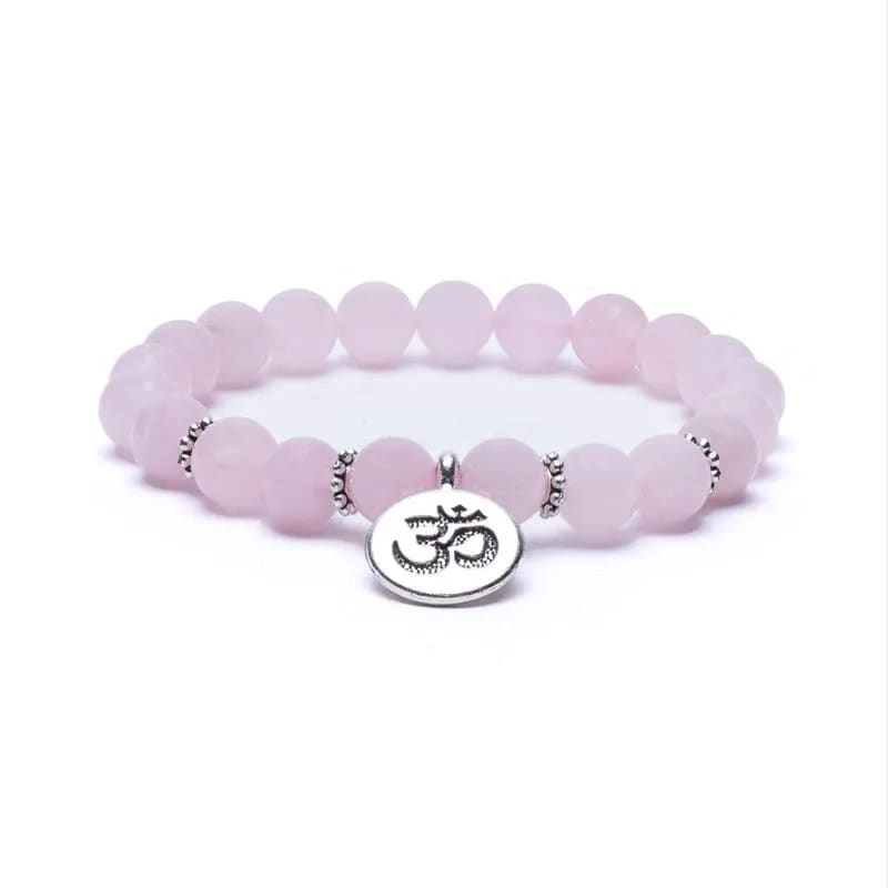 Mala/Bracelet Rose Quartz Elastic With Ohm - 4