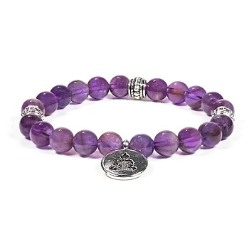 Mala/Armband Ametist Med Buddha