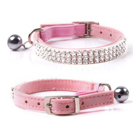Katthalsband Strass Rosa
