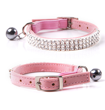 Katthalsband Strass Rosa