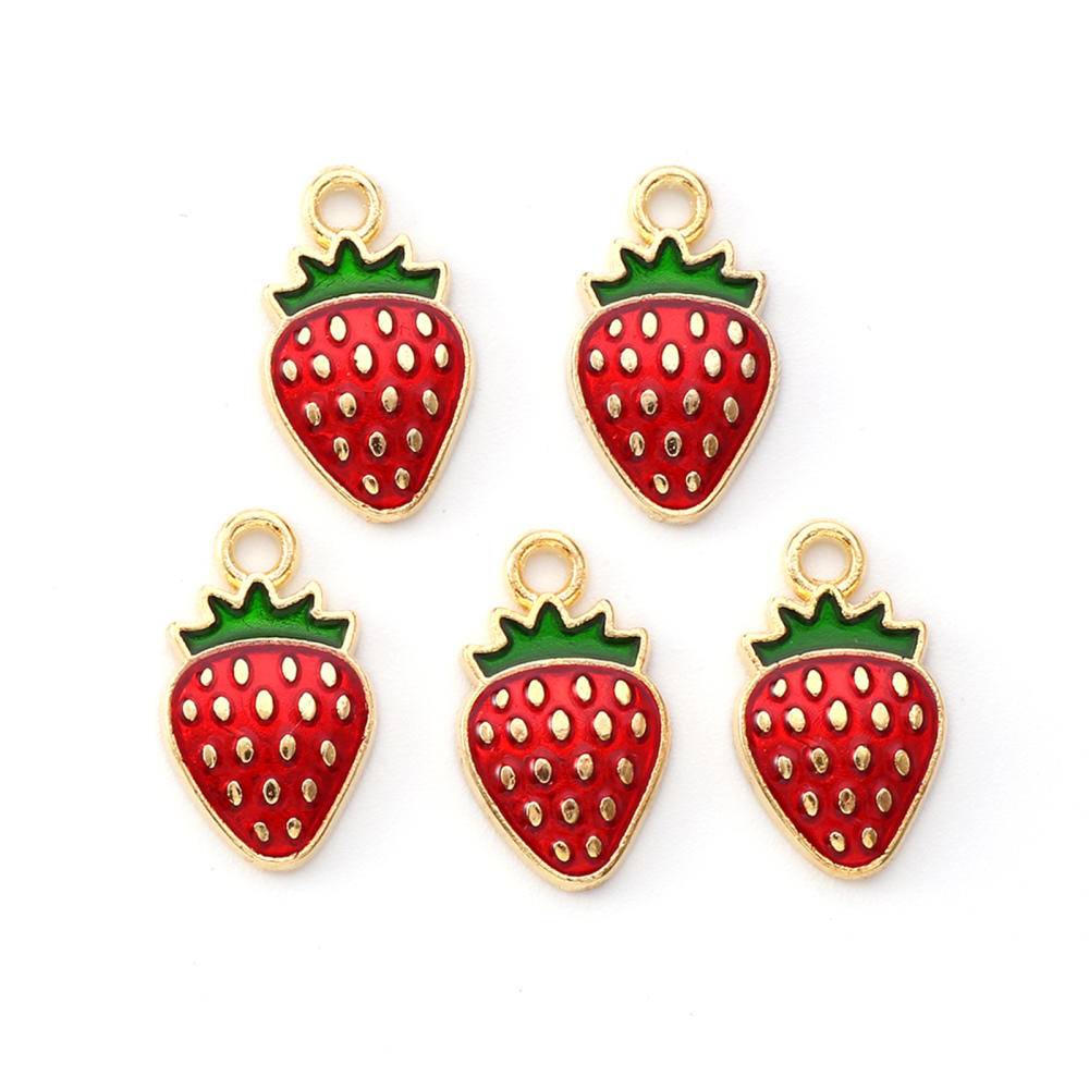 Charm  enameld strawberry - 2